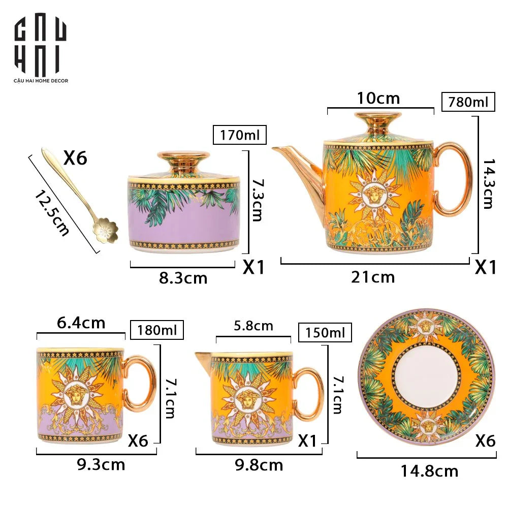 Home Couture - Set Bình Trà Jungle Animalier 21Pcs Ss25-CẬU HAI HOME DECOR