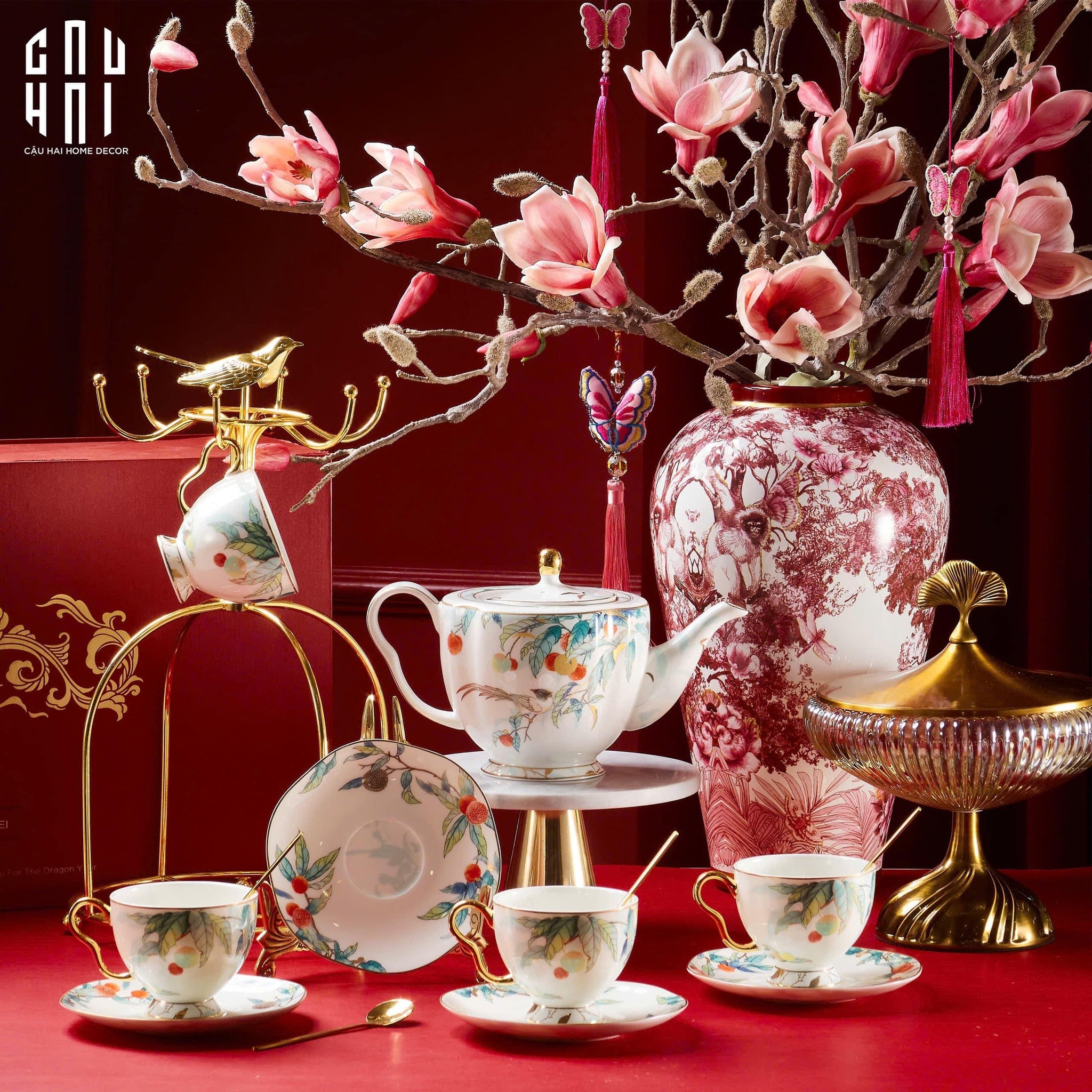 HOME COUTURE - SET BÌNH TRÀ THIÊN PHÚC 13PCS-CẬU HAI HOME DECOR