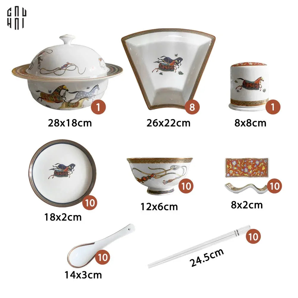 HOME COUTURE - SET CHÉN DĨA "CHEVAL D'HÉRITAGE" 60PCS SS25-CẬU HAI HOME DECOR