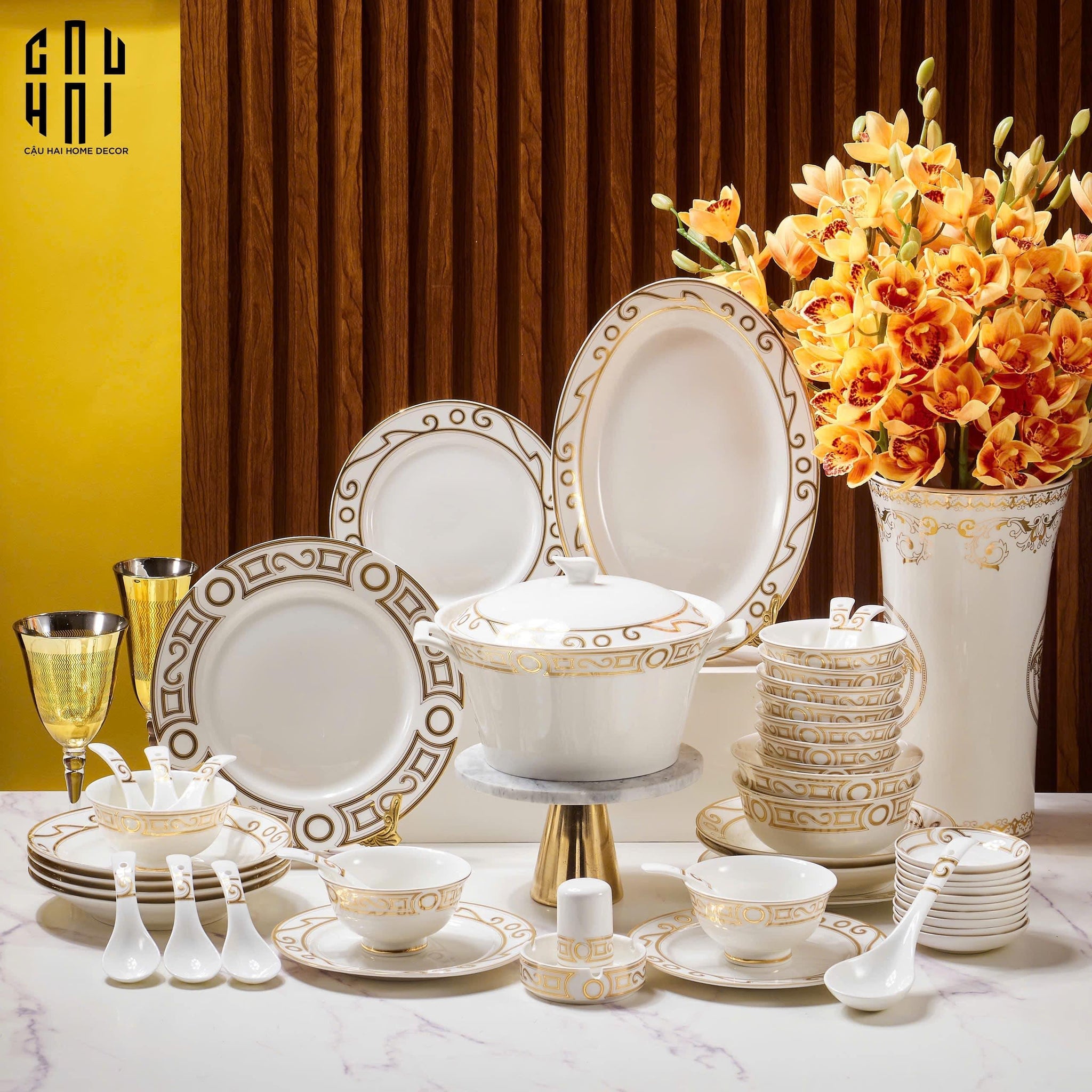 HOME COUTURE - SET CHÉN DĨA- ÉCLAT DE LUŨU- 48 MÓN-CẬU HAI HOME DECOR