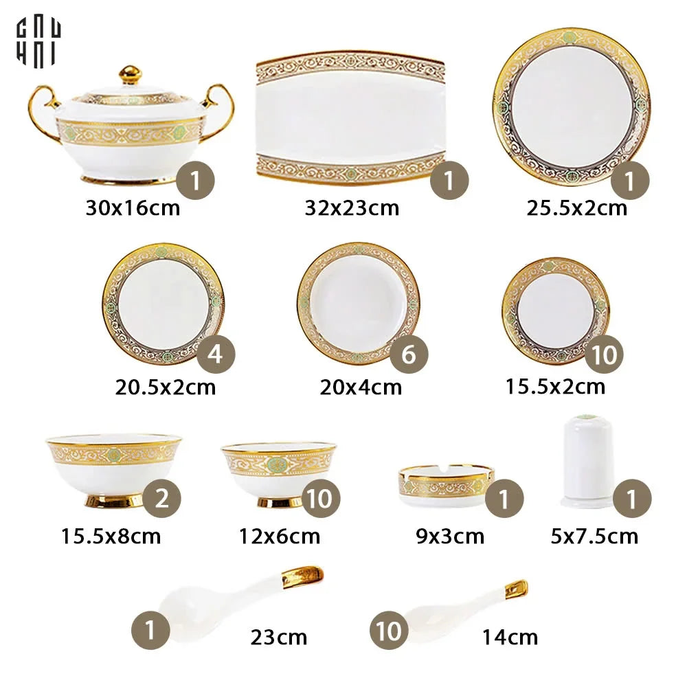 HOME COUTURE - SET CHÉN DĨA ELITE - LA VIBE D'OR - LUXURY 48PCS-CẬU HAI HOME DECOR
