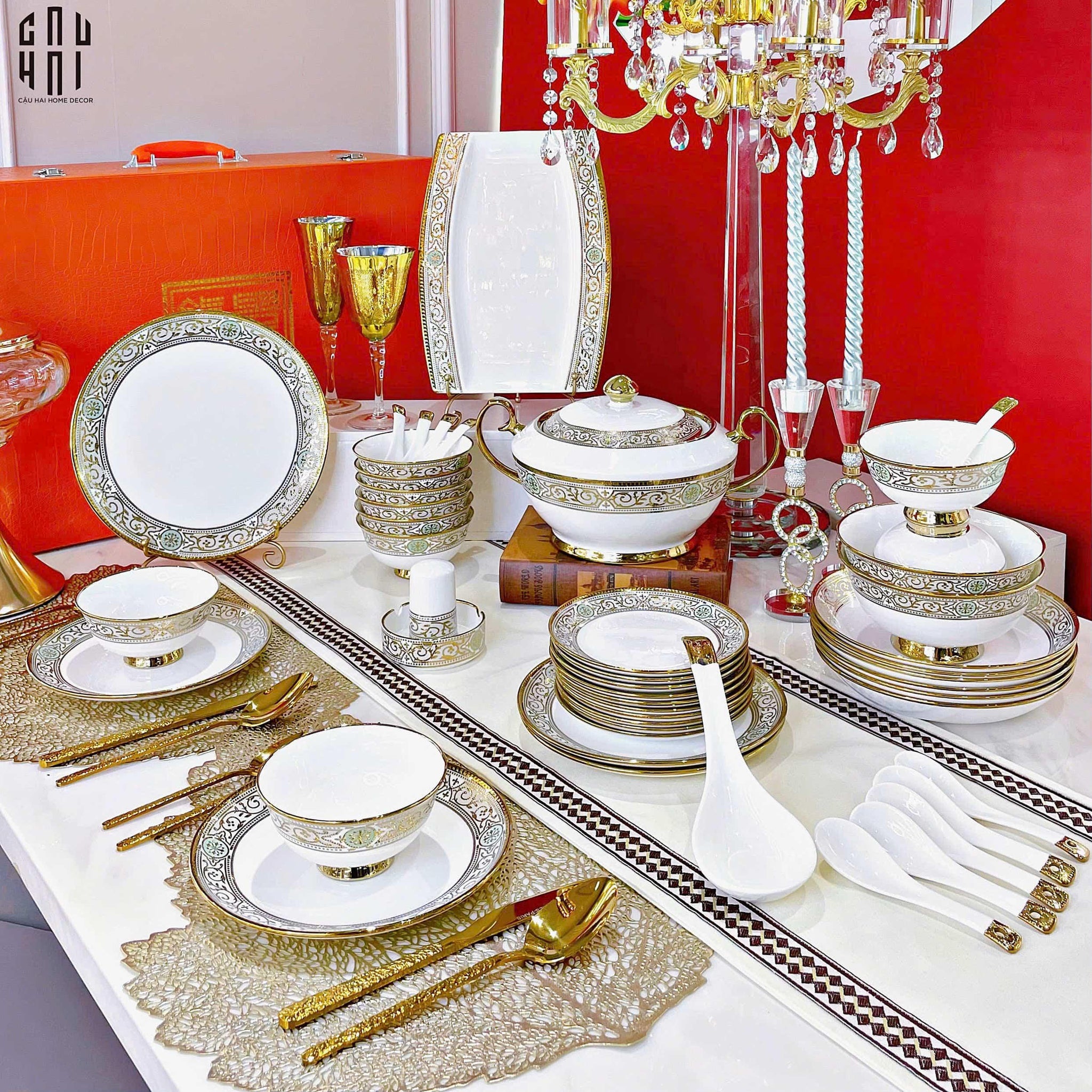 HOME COUTURE - SET CHÉN DĨA ELITE - LA VIBE D'OR - LUXURY 48PCS-CẬU HAI HOME DECOR
