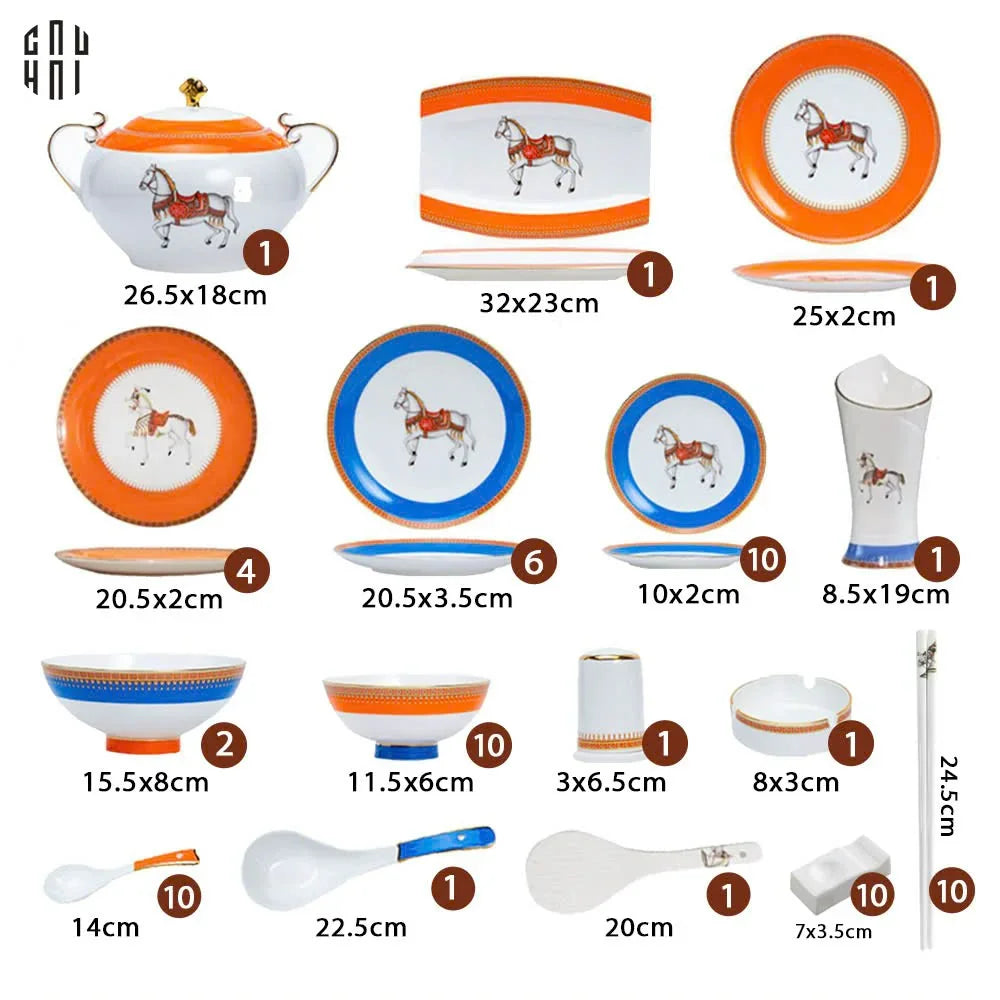 HOME COUTURE - SET CHÉN DĨA "LA CAVALIER ROYALE" - 70PCS-CẬU HAI HOME DECOR