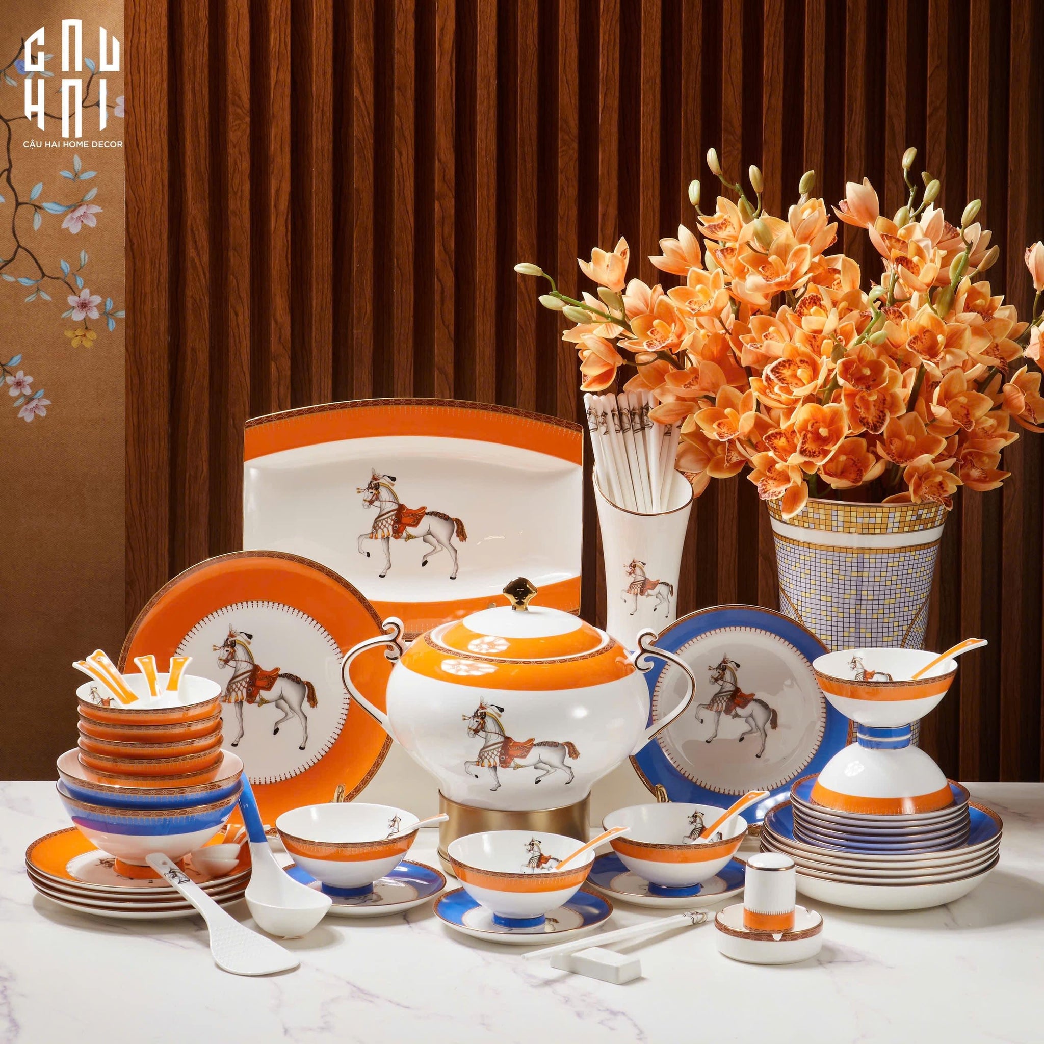 HOME COUTURE - SET CHÉN DĨA "LA CAVALIER ROYALE" - 70PCS-CẬU HAI HOME DECOR