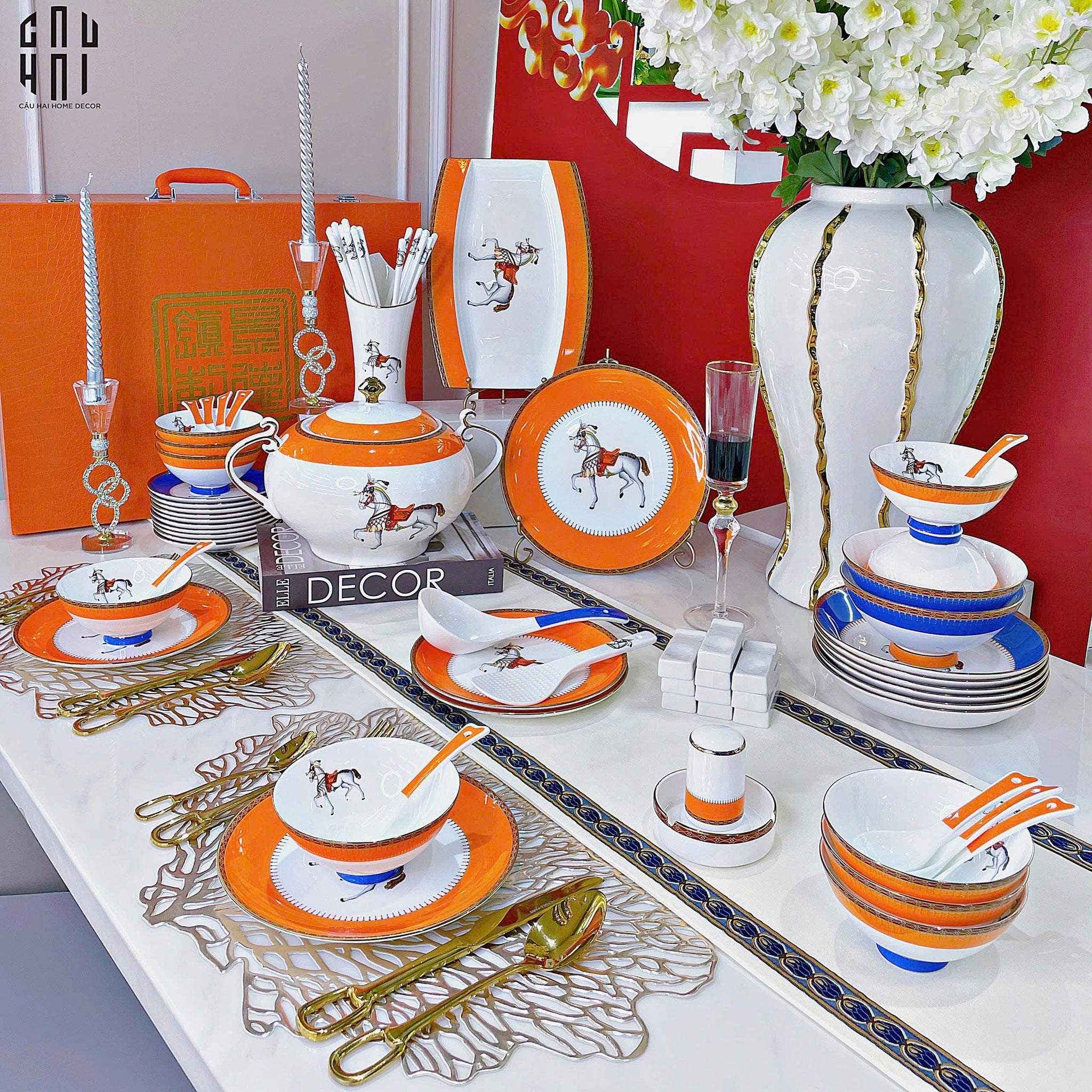 HOME COUTURE - SET CHÉN DĨA "LA CAVALIER ROYALE" - 70PCS-CẬU HAI HOME DECOR