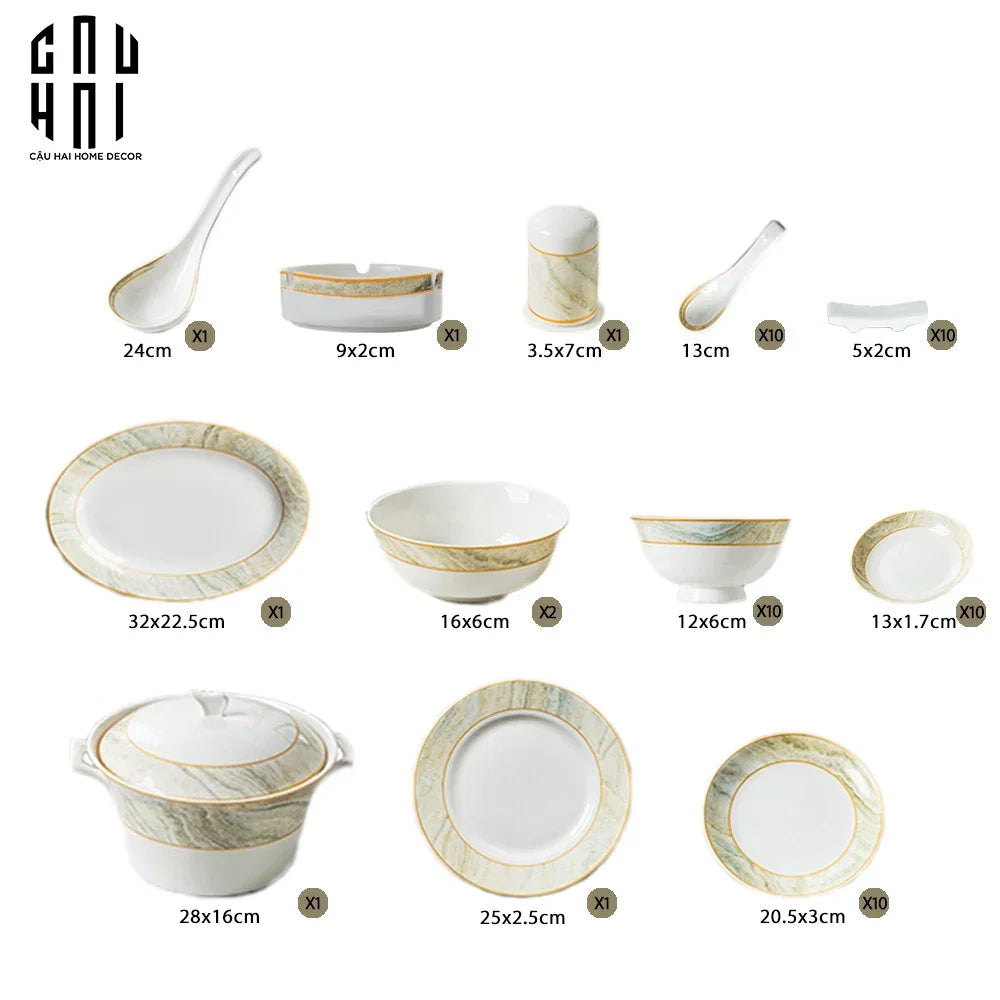 HOME COUTURE - SET CHÉN DĨA LA SATURNE D'OR 58PCS SS25-CẬU HAI HOME DECOR