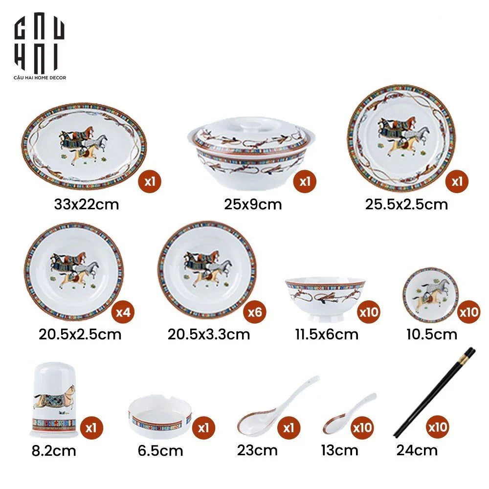 HOME COUTURE - SET CHÉN DĨA LEGACY PREMIUM 56PCS SS25-CẬU HAI HOME DECOR
