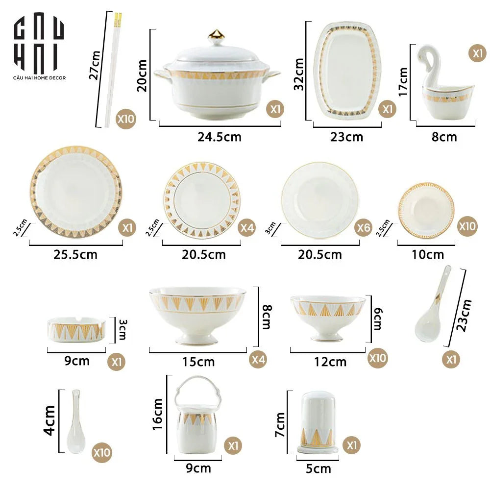 HOME COUTURE - SET CHÉN DĨA L'EMPIRE DE LA LUMIÈRE 72 PCS SS25-CẬU HAI HOME DECOR