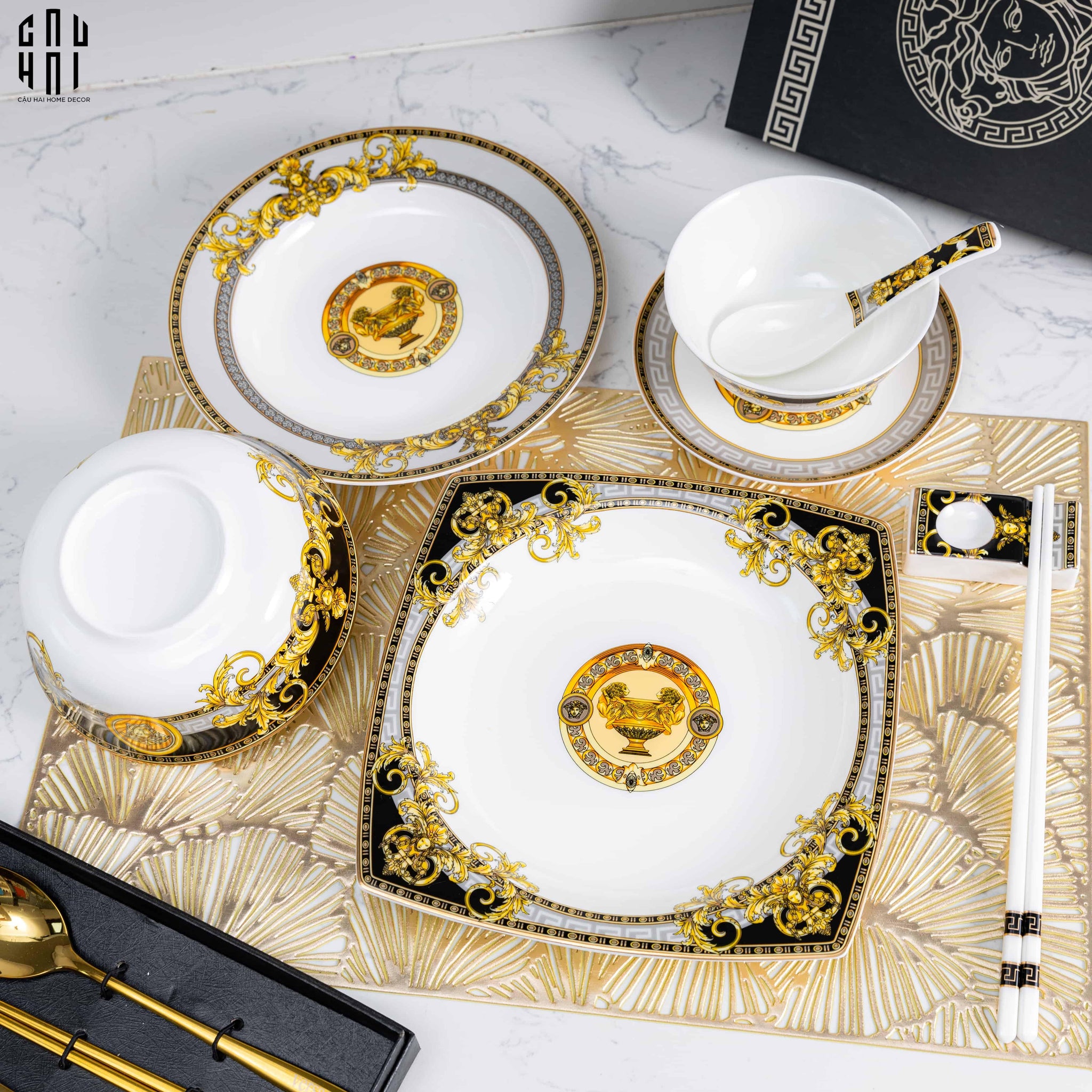 HOME COUTURE - SET CHÉN DĨA PALAIS DE MÉDUSE 8PCS SS25-CẬU HAI HOME DECOR