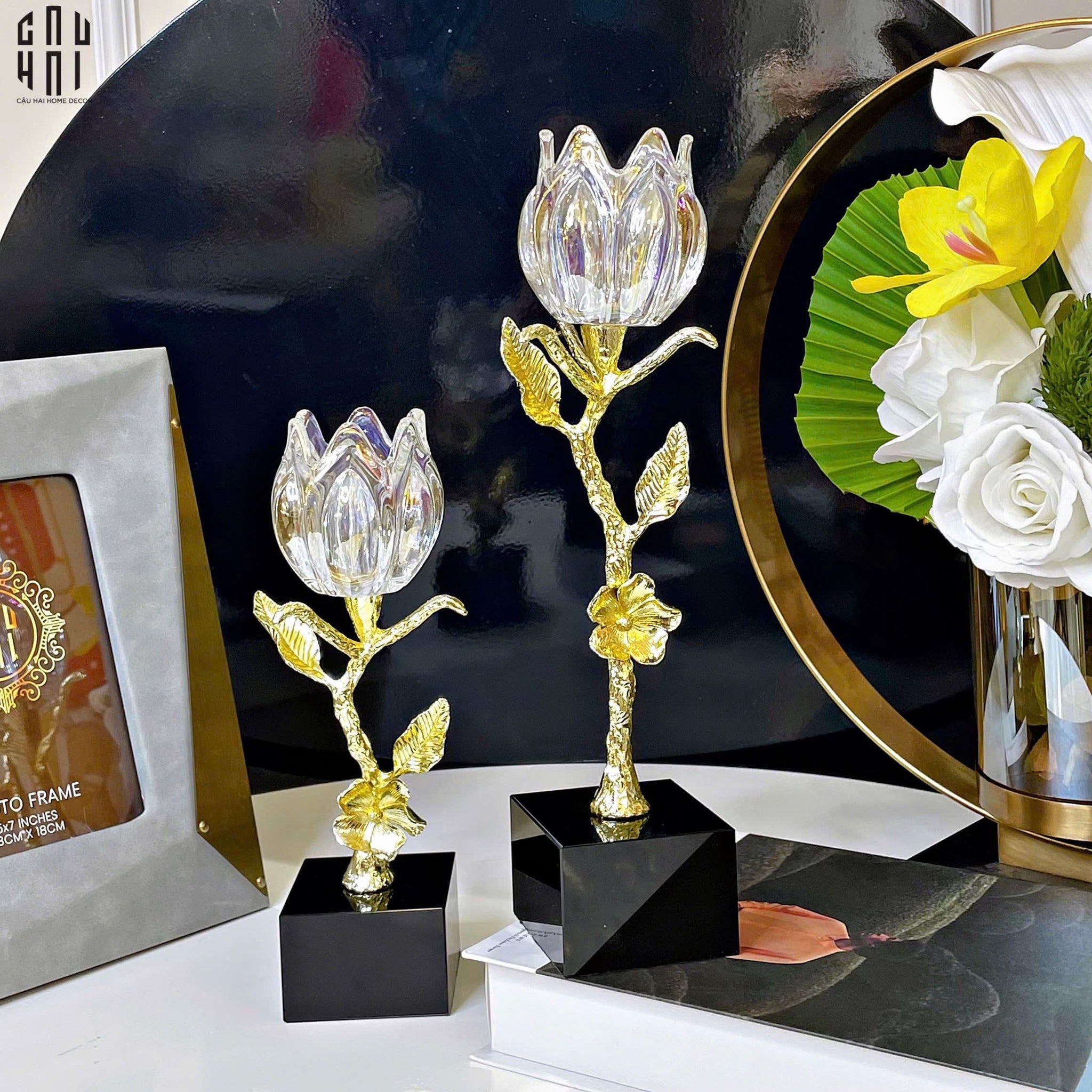 HOME COUTURE / SET ĐẾ NẾN CRYSTAL LIGHT ROSÉ SS25-CẬU HAI HOME DECOR