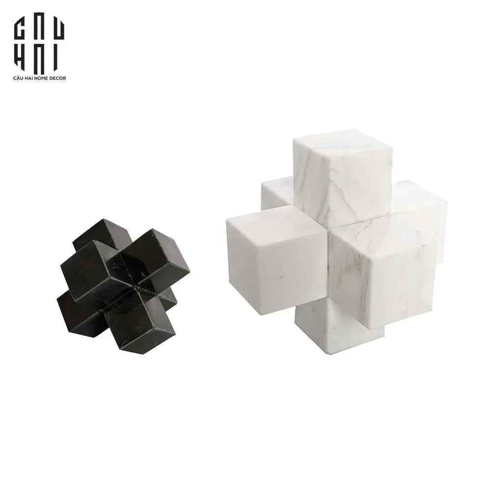 HOME COUTURE - SET TƯỢNG MARBLE CROSS REFLECTION - SS25-CẬU HAI HOME DECOR