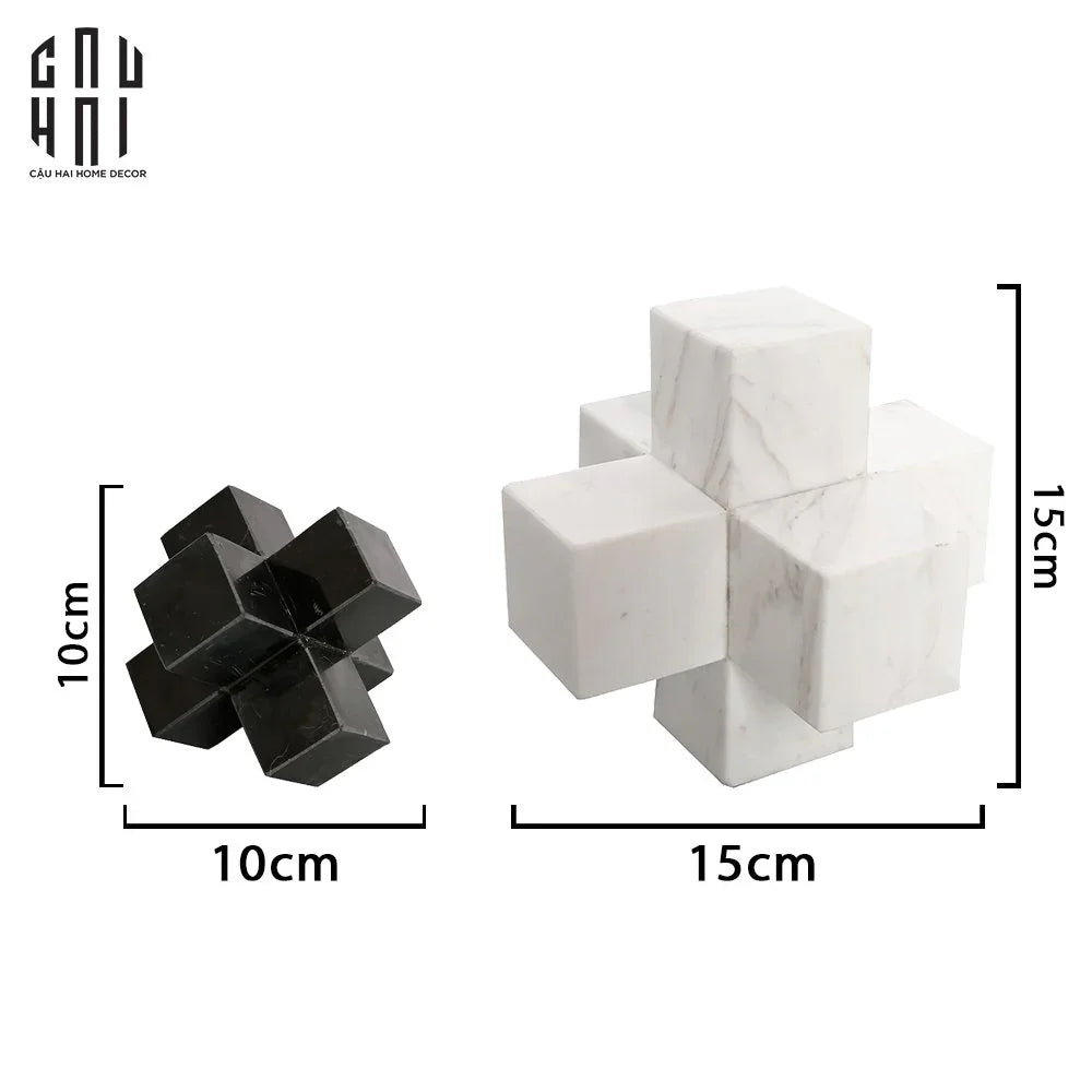 HOME COUTURE - SET TƯỢNG MARBLE CROSS REFLECTION - SS25-CẬU HAI HOME DECOR