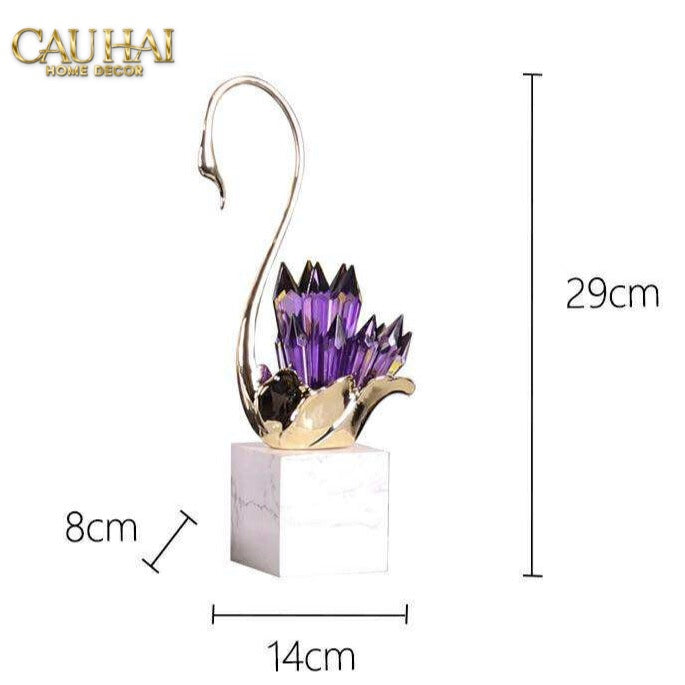 Home Couture - Set Tượng Thiên Nga Pha Lê Cygnes D’Amour - Lilac Gem - CẬU HAI HOME DECOR