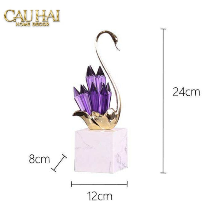 Home Couture - Set Tượng Thiên Nga Pha Lê Cygnes D’Amour - Lilac Gem - CẬU HAI HOME DECOR