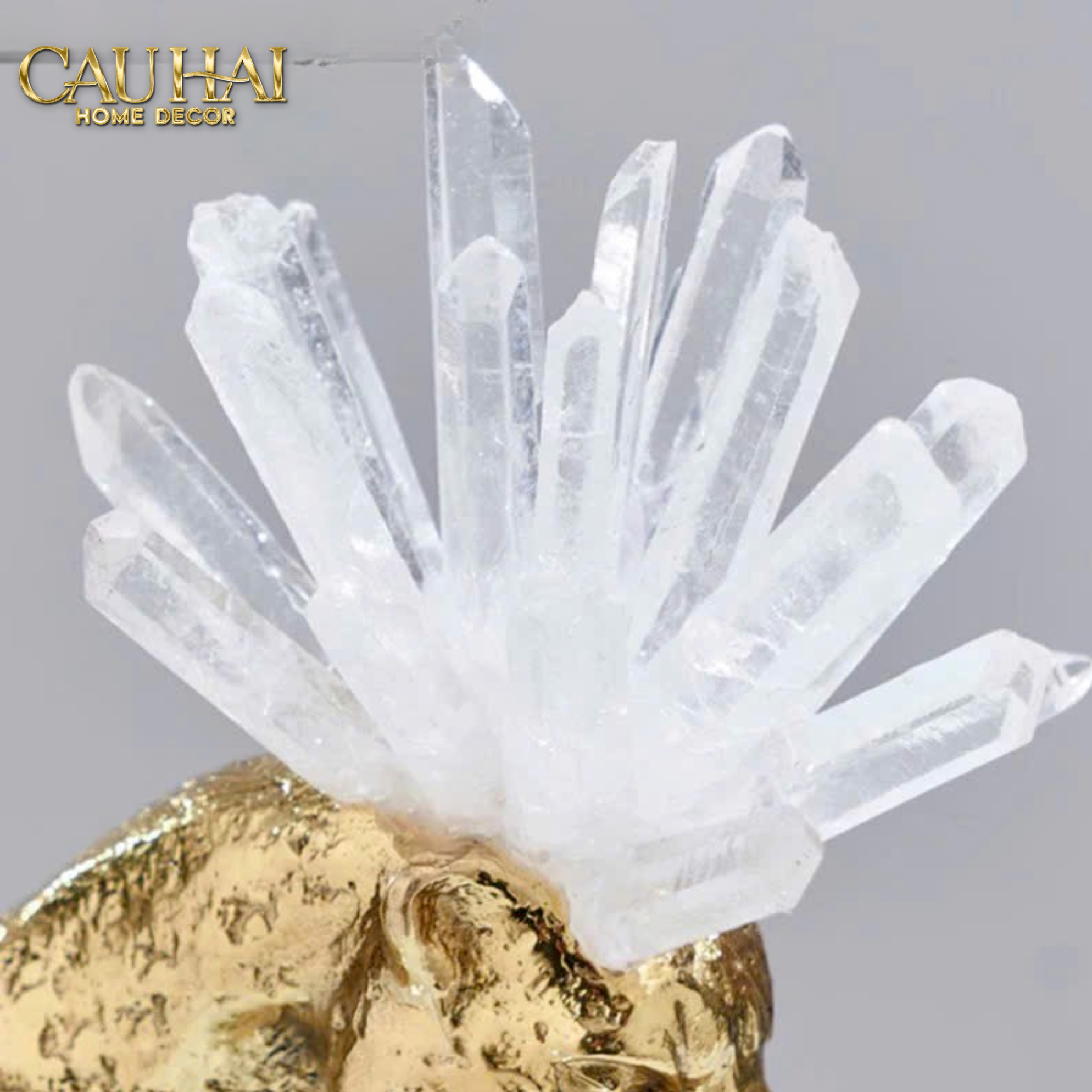 HOME COUTURE - TƯỢNG BÁO ĐỒNG ĐÁ QUÝ REGAL CRYSTAL QUARTZ PANTHER-CẬU HAI HOME DECOR