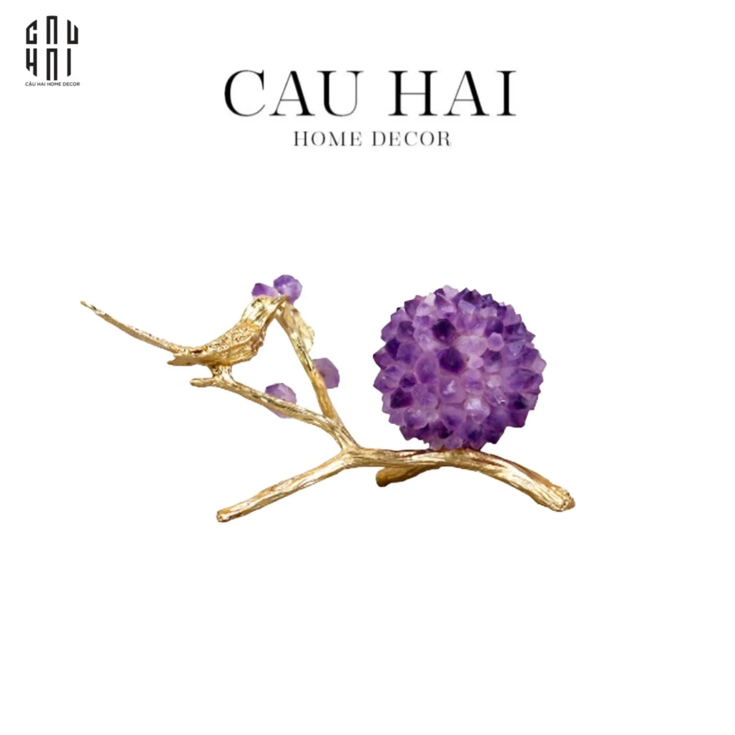 HOME COUTURE - TƯỢNG CHIM SƠN CA NIGHTINGALE AMETHYST-CẬU HAI HOME DECOR