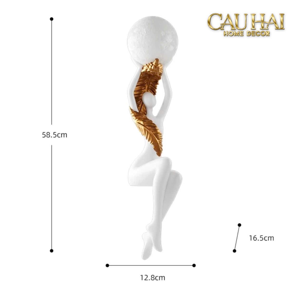 Home Couture - Tượng Đèn Luna Serene Divine Figurine 59Cm - CẬU HAI HOME DECOR