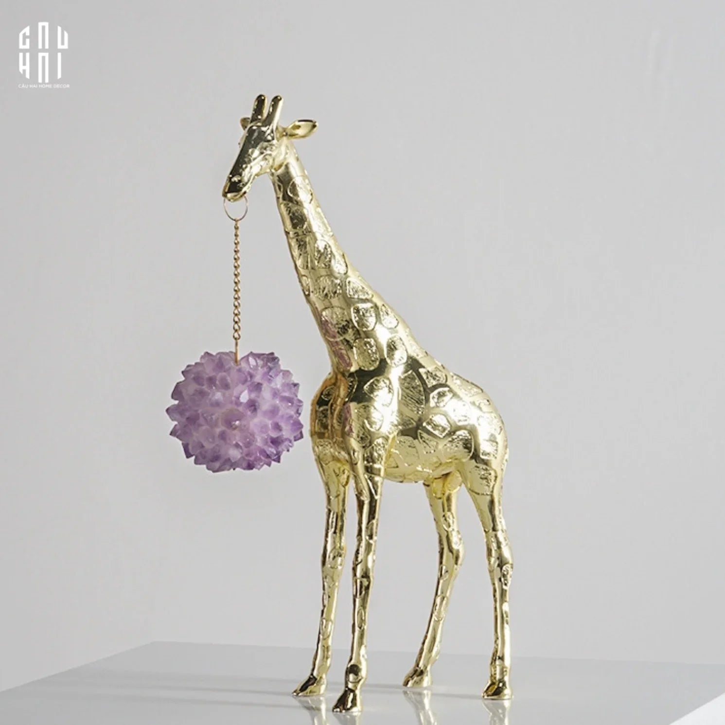 HOME COUTURE - TƯỢNG HƯƠU CAO CỔ GILDED GIRAFFE AMETHYST-CẬU HAI HOME DECOR