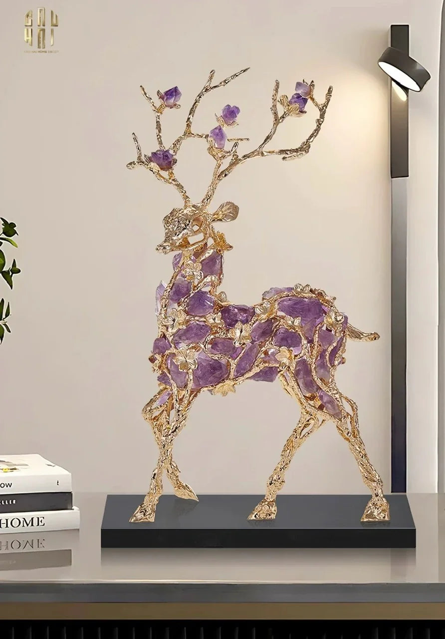 HOME COUTURE - TƯỢNG HƯƠU ĐÁ QUÝ SENTINEL PRIME JEWELRY ELK - H44-CẬU HAI HOME DECOR