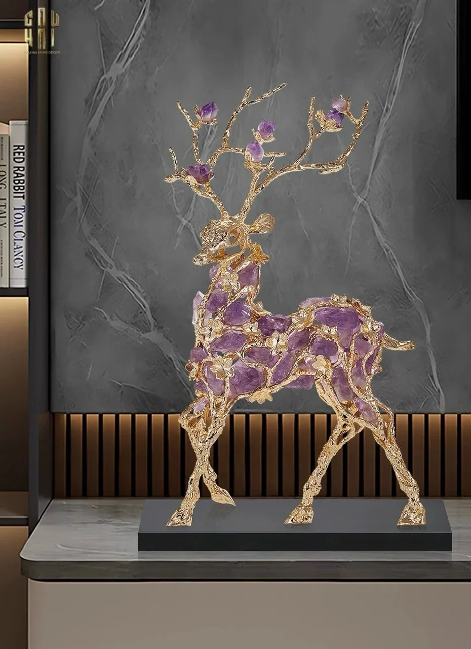 HOME COUTURE - TƯỢNG HƯƠU ĐÁ QUÝ SENTINEL PRIME JEWELRY ELK - H44-CẬU HAI HOME DECOR