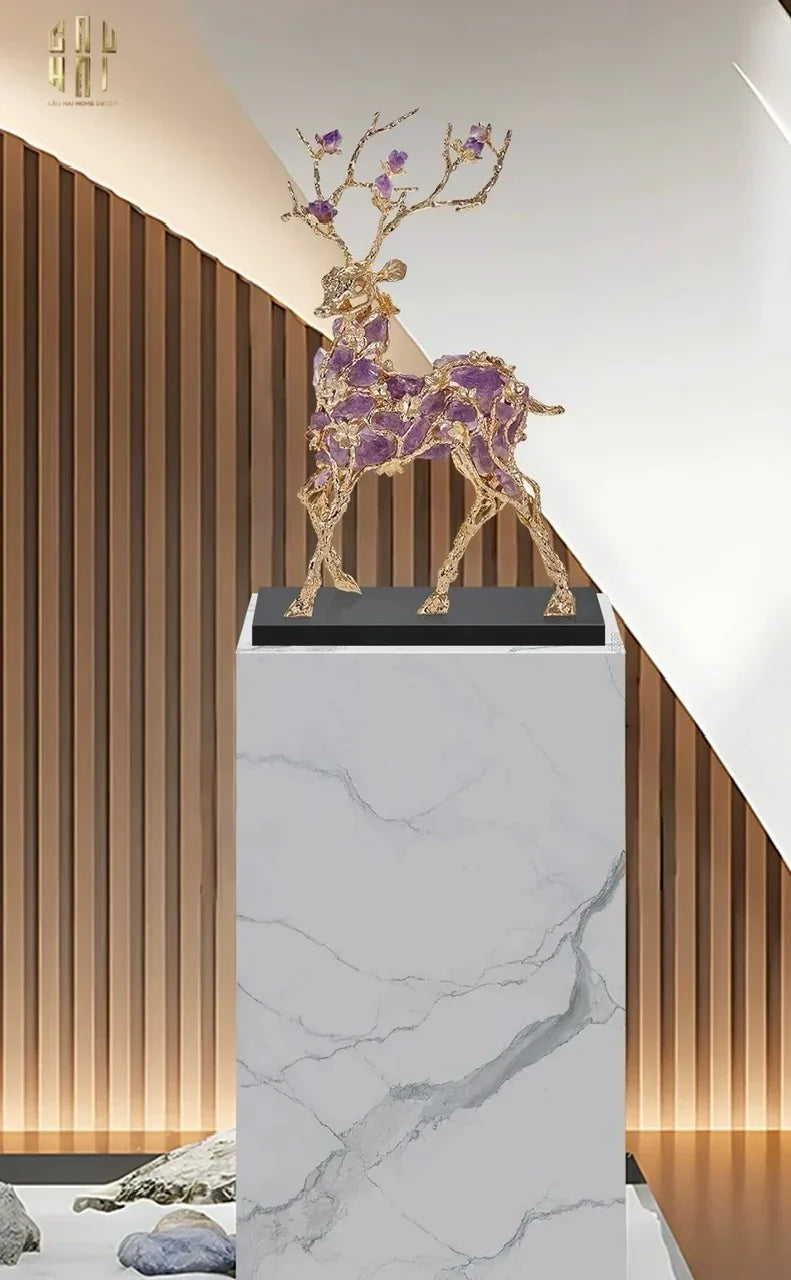 HOME COUTURE - TƯỢNG HƯƠU ĐÁ QUÝ SENTINEL PRIME JEWELRY ELK - H44-CẬU HAI HOME DECOR