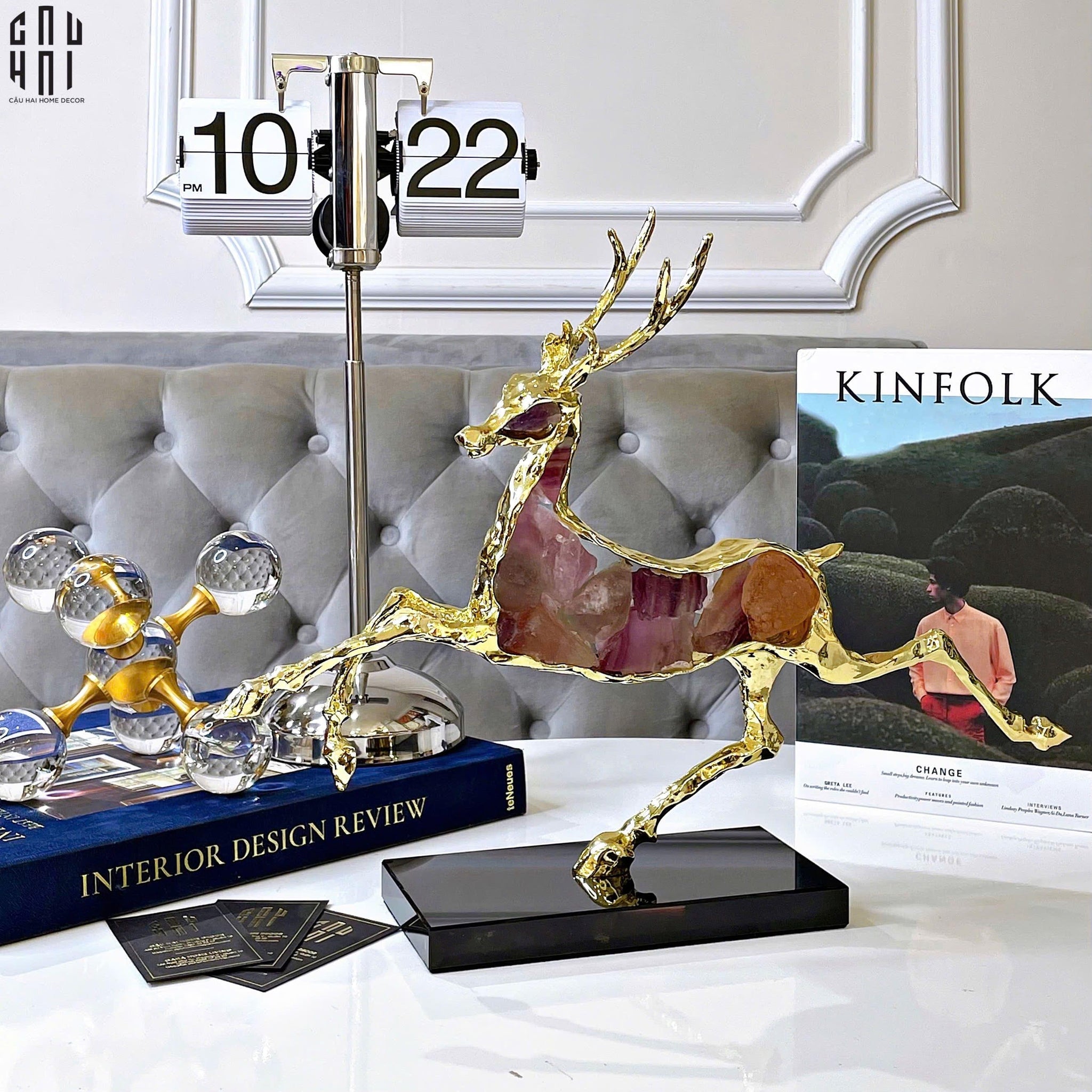 HOME COUTURE - TƯỢNG HƯƠU ĐỒNG ĐÁ QUÝ BOLTING ELK SS25-CẬU HAI HOME DECOR