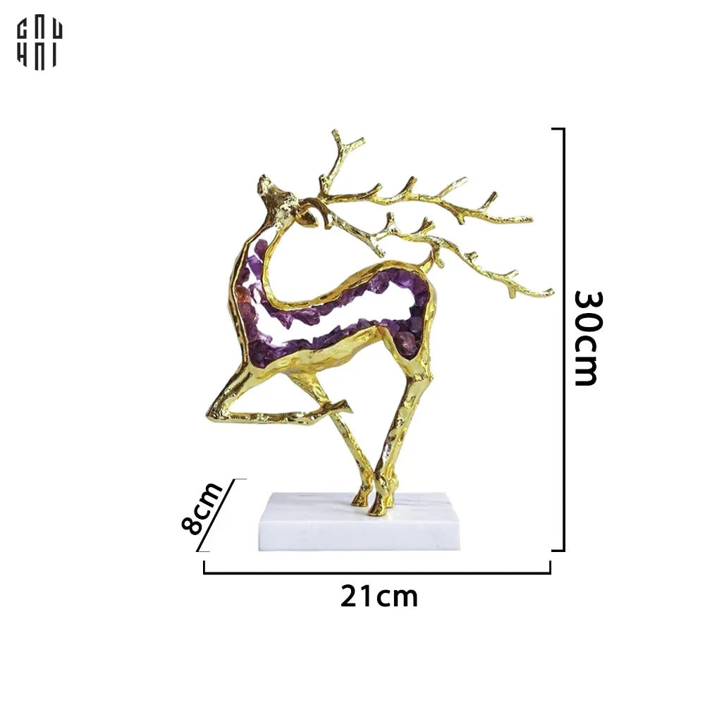 HOME COUTURE - TƯỢNG HƯƠU ĐỒNG ĐÁ QUÝ JEWELRY ELK-CẬU HAI HOME DECOR