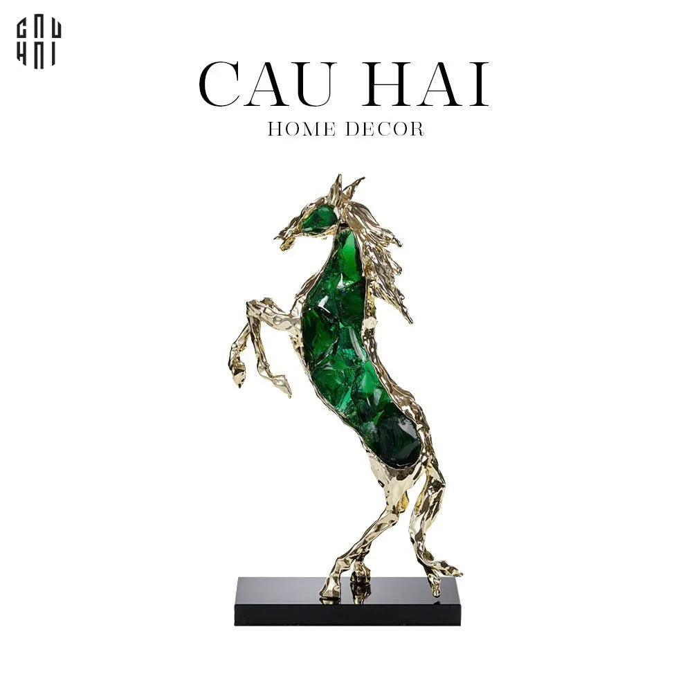HOME COUTURE TƯỢNG NGỰA ĐỒNG ĐÁ QUÝ GILDED CAVALIER-CẬU HAI HOME DECOR