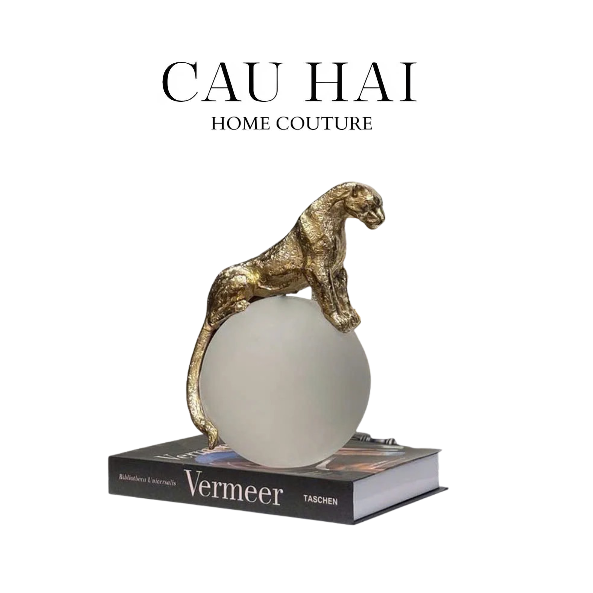 HOME COUTURE - TƯỢNG QUẢ CẦU PHA LÊ MAJESTIC PANTHER-CẬU HAI HOME DECOR