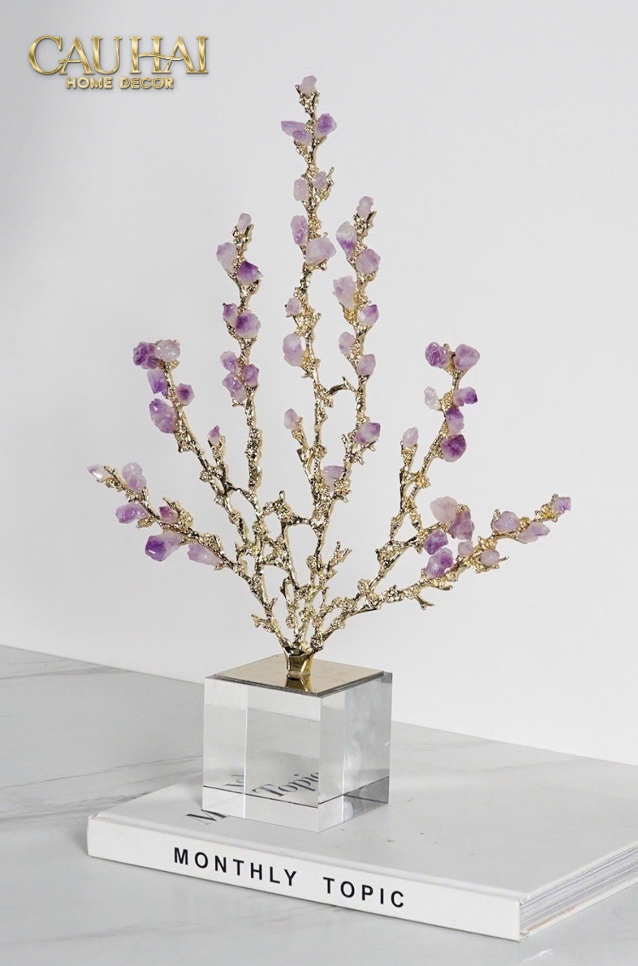 HOME COUTURE - TƯỢNG SAN HÔ ĐÁ QUÝ JEWELRY CORAL H42-CẬU HAI HOME DECOR