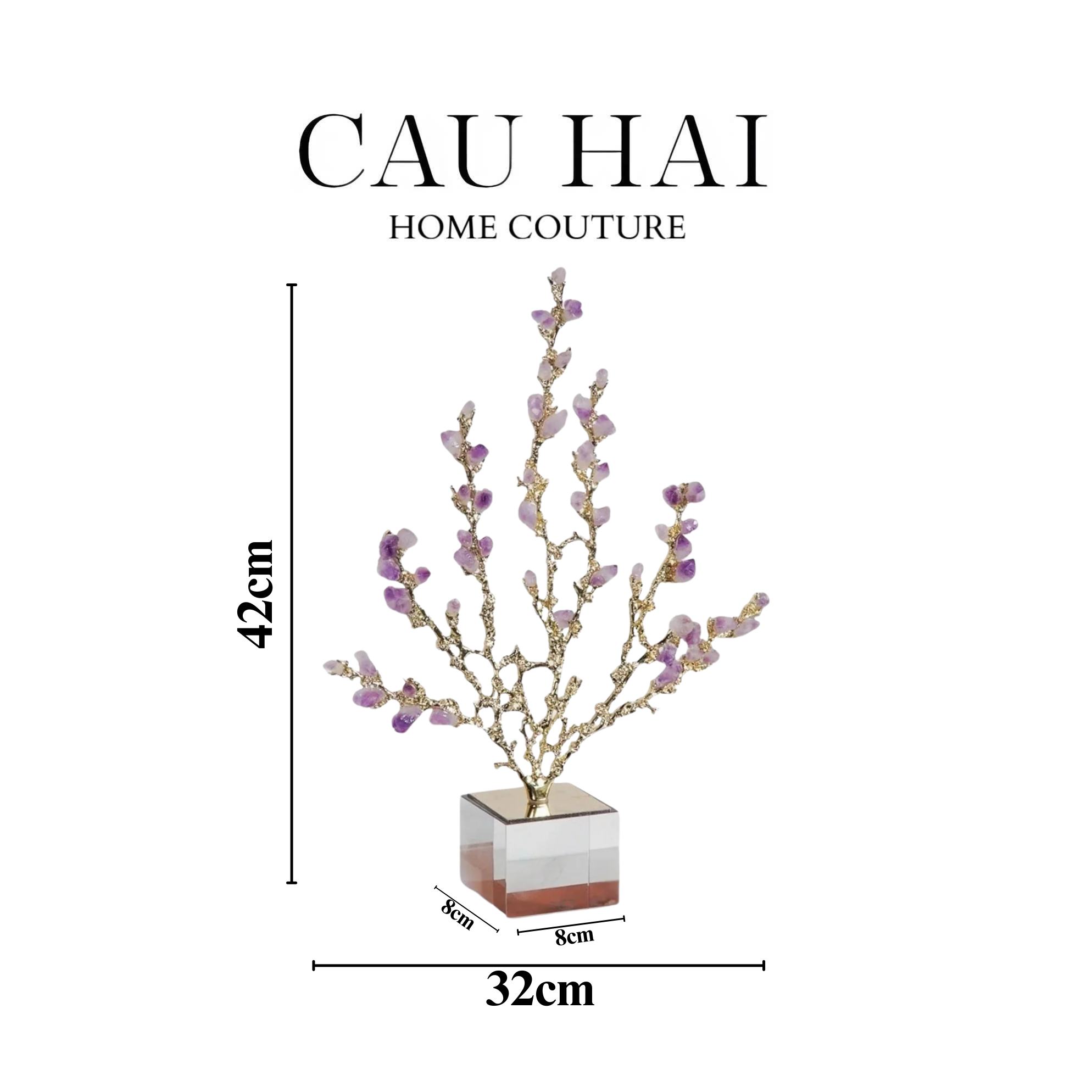 HOME COUTURE - TƯỢNG SAN HÔ ĐÁ QUÝ JEWELRY CORAL H42-CẬU HAI HOME DECOR