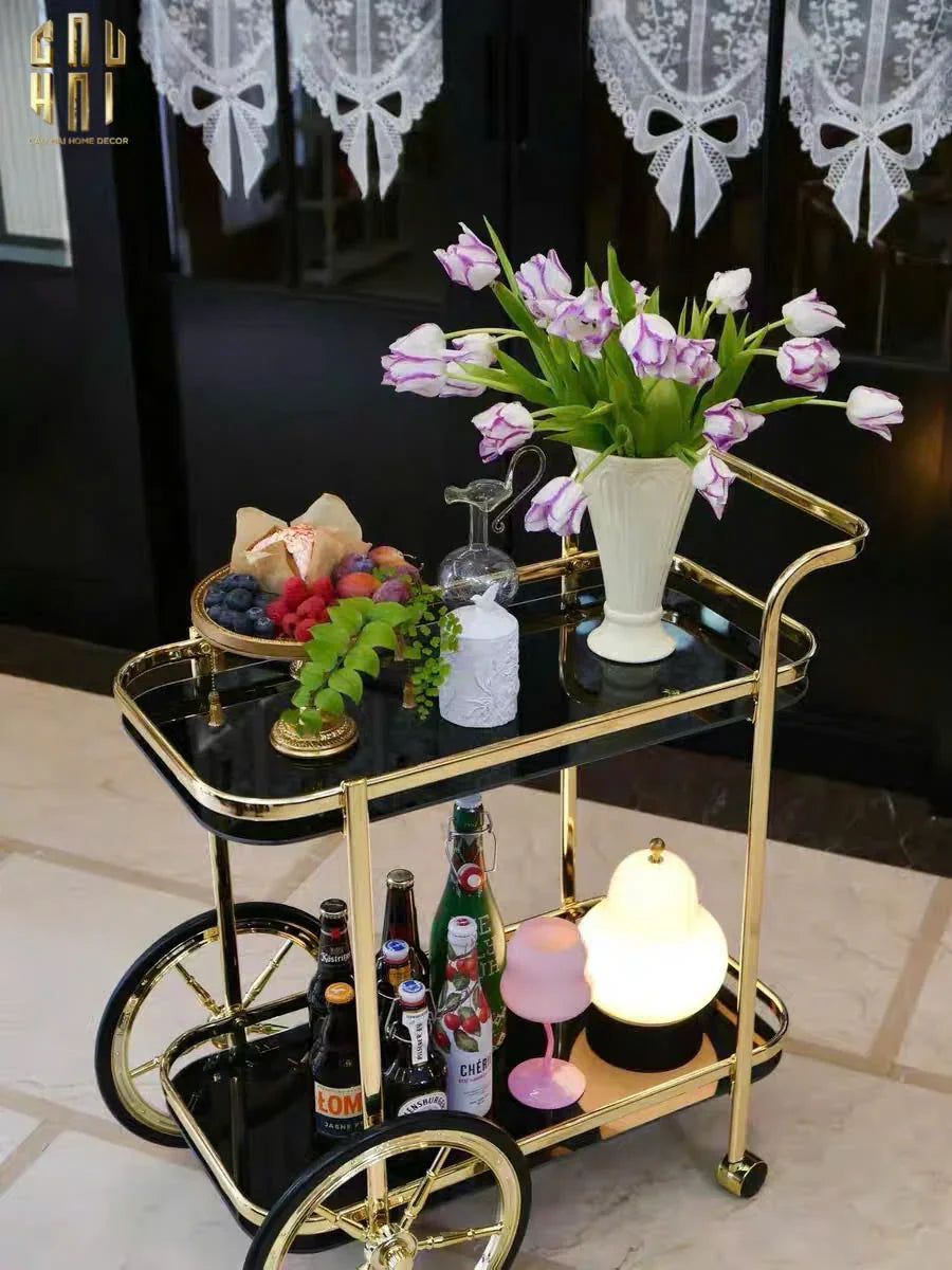 HOME COUTURE - XE ĐẨY QUẦY BAR HEMINGWAY TROLLEY - BLACK MIRROR-CẬU HAI HOME DECOR