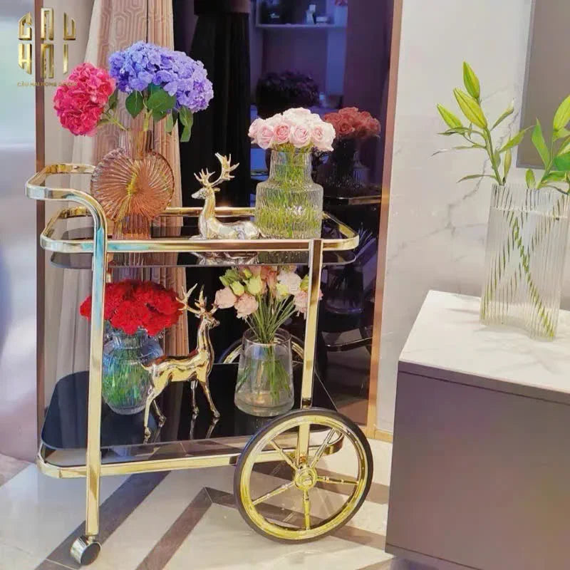 HOME COUTURE - XE ĐẨY QUẦY BAR HEMINGWAY TROLLEY - BLACK MIRROR-CẬU HAI HOME DECOR