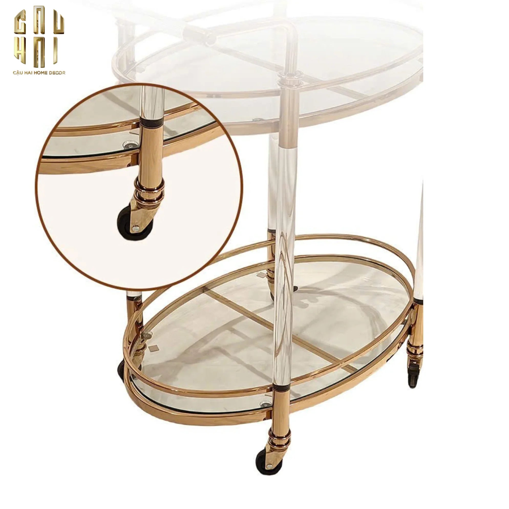 HOME COUTURE - XE QUẦY BAR GOLDEN LUCID TROLLEY-CẬU HAI HOME DECOR