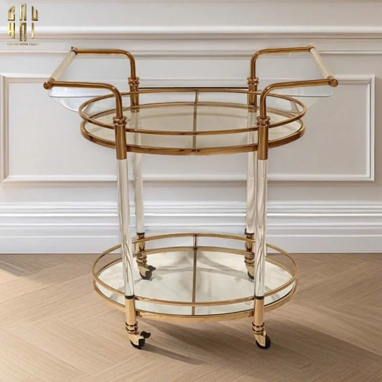 HOME COUTURE - XE QUẦY BAR GOLDEN LUCID TROLLEY-CẬU HAI HOME DECOR