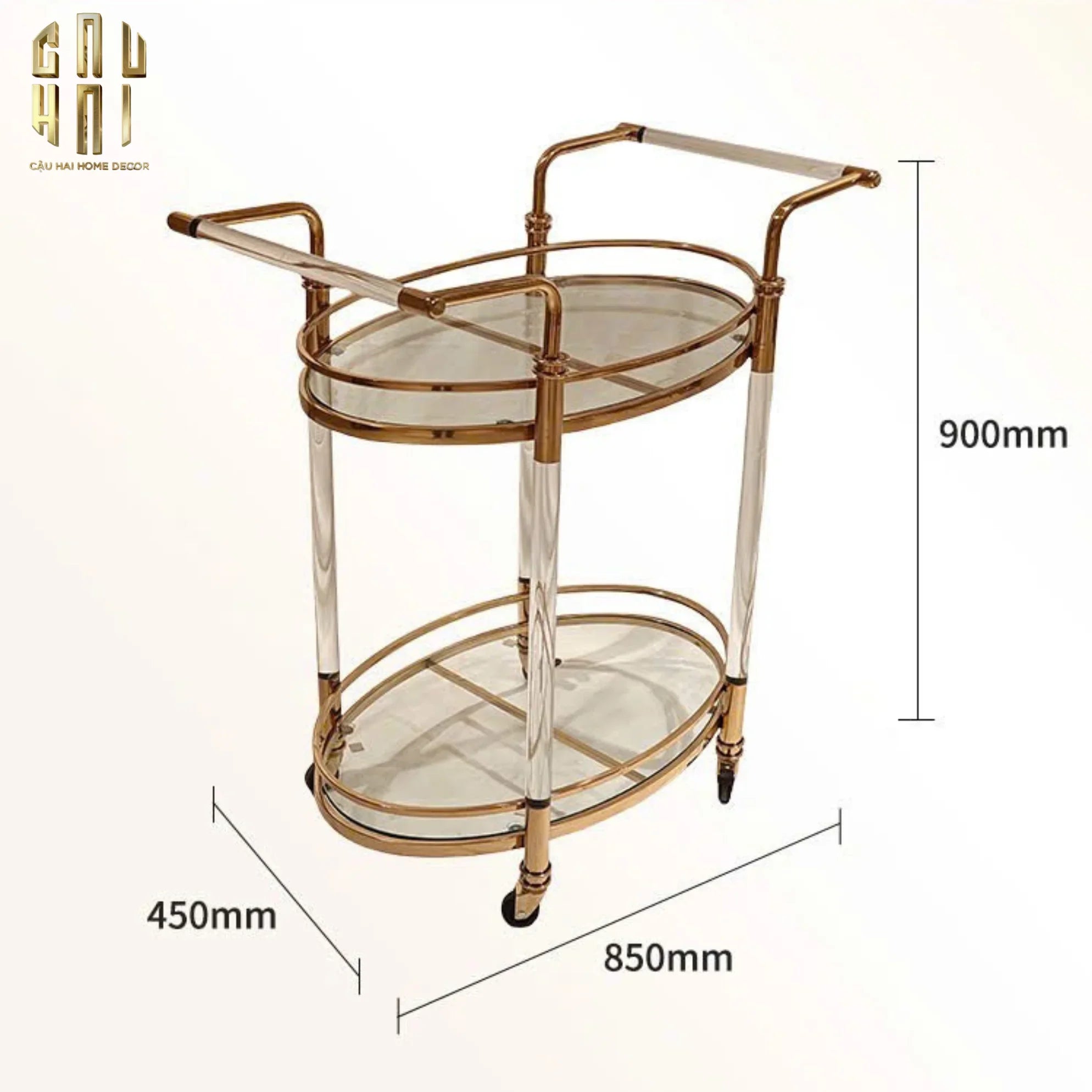 HOME COUTURE - XE QUẦY BAR GOLDEN LUCID TROLLEY-CẬU HAI HOME DECOR