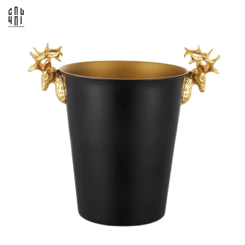HOME COUTURE.- GOLDEN ELK ICE BUCKET BLACK 5L SS25-CẬU HAI HOME DECOR