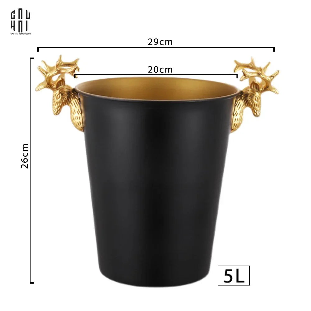 HOME COUTURE.- GOLDEN ELK ICE BUCKET BLACK 5L SS25-CẬU HAI HOME DECOR