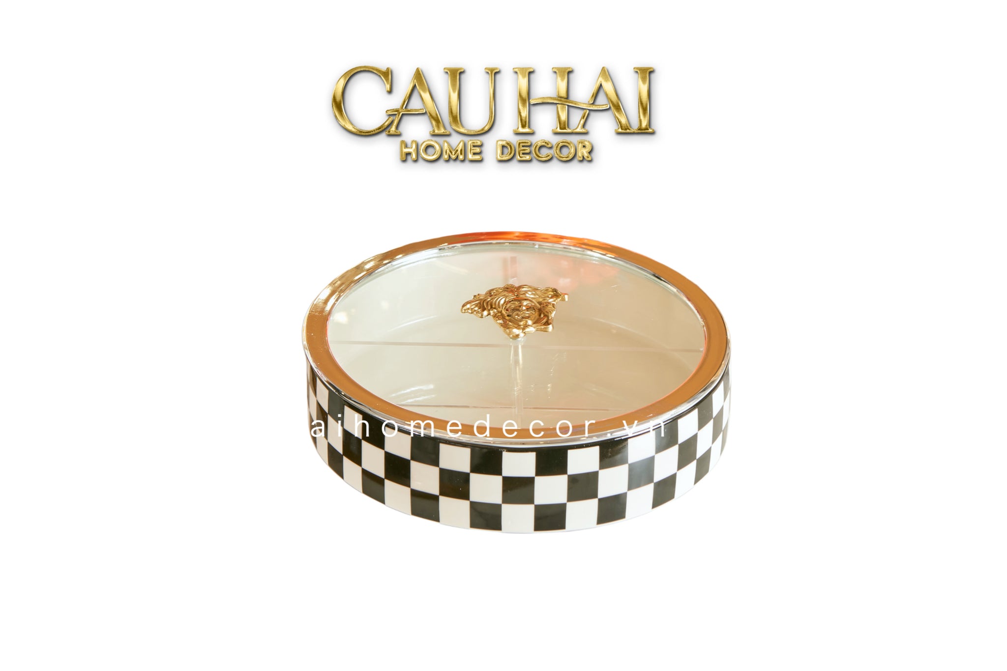 Hộp Bánh Mứt Checker Rayé Medusa-Lọ kẹo Canister Bonbonnière-CẬU HAI HOME DECOR
