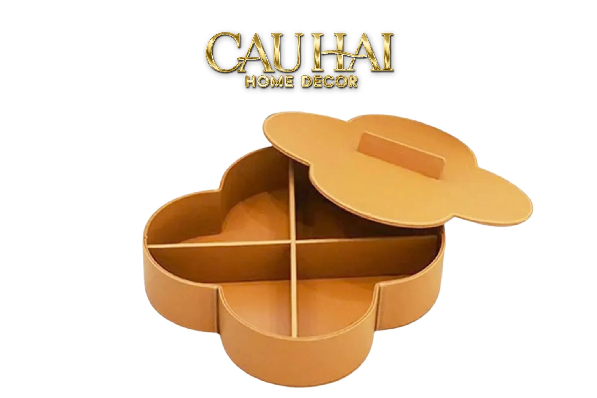 Hộp Bánh Mứt Da Lux Leather Terra Fleur Monogram 33-CẬU HAI HOME DECOR