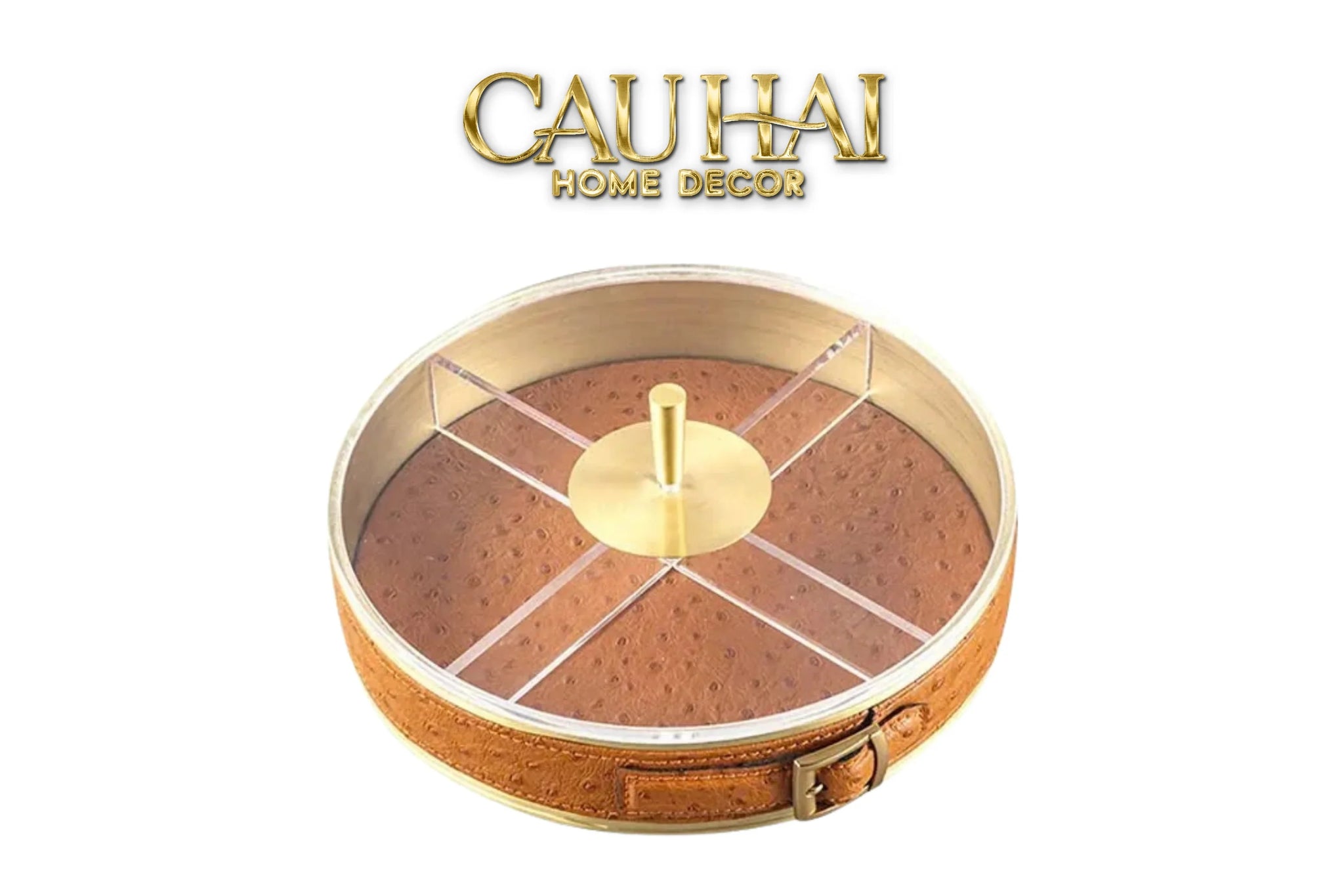 Hộp Bánh Mứt Lux Leather Brasson Orange Belt-CẬU HAI HOME DECOR