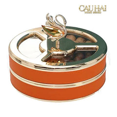 Hộp Bánh Mứt Thiên Nga Jewelry Swan Solitaire Vermilion Patina 26x17-CẬU HAI HOME DECOR