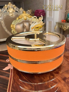 Hộp Bánh Mứt Thiên Nga Jewelry Swan Solitaire Vermilion Patina 26x17-CẬU HAI HOME DECOR