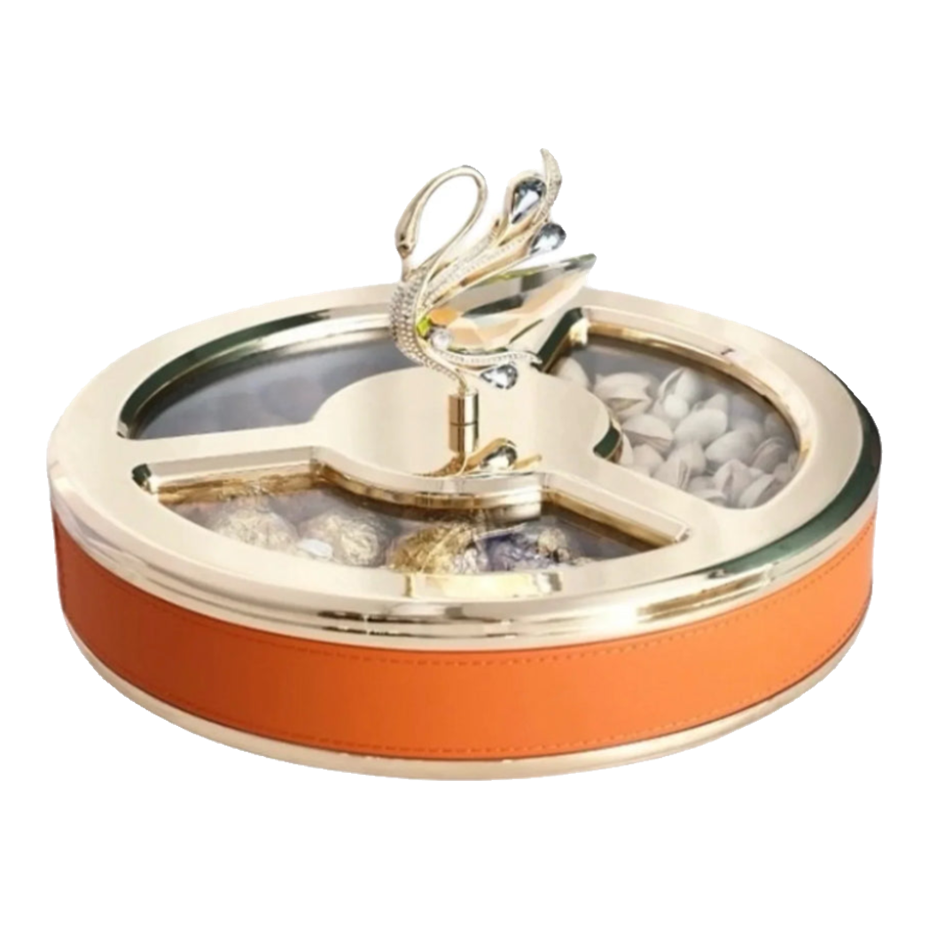 Hộp Bánh Mứt Thiên Nga Jewelry Swan Solitaire Vermilion Patina  26x17