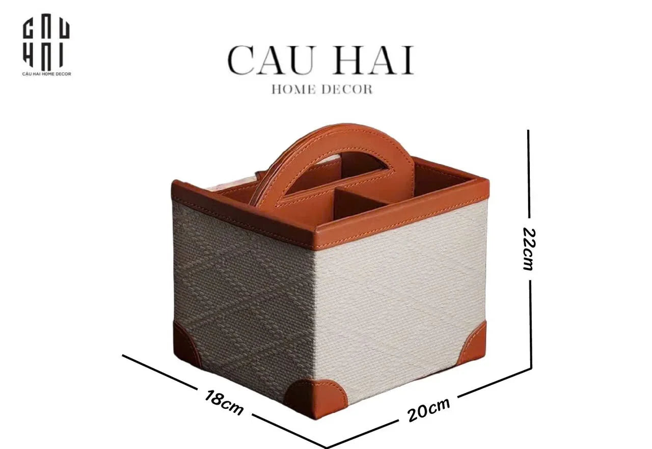 HỘP DA ĐỰNG REMOTE MARRON 3 NGĂN-CẬU HAI HOME DECOR