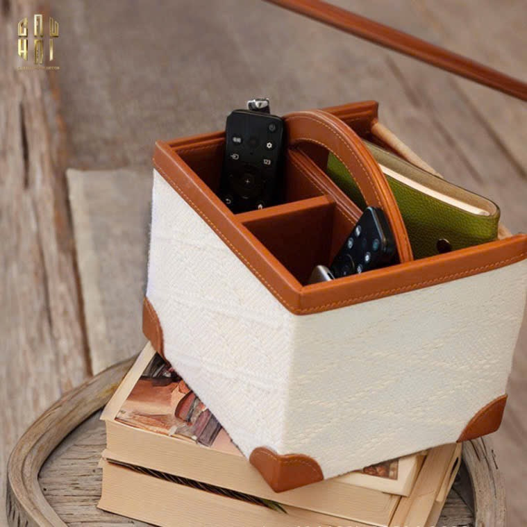 HỘP DA ĐỰNG REMOTE MARRON 3 NGĂN-CẬU HAI HOME DECOR