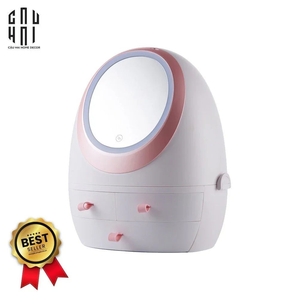HỘP ĐỰNG MỸ PHẨM PINK MIRROR-CẬU HAI HOME DECOR