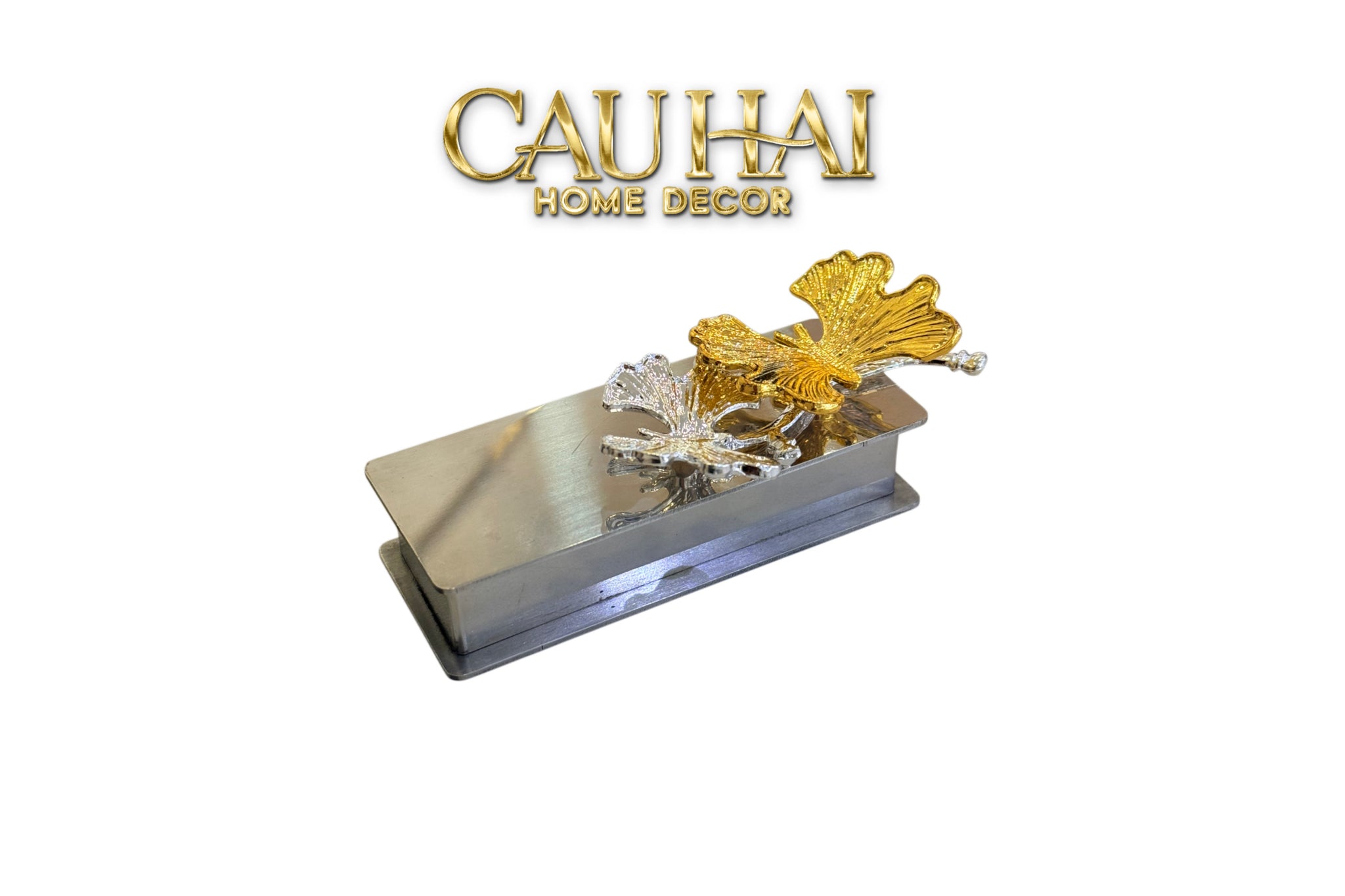 Hộp Đựng Tăm Chrome Papillon Goldleaf-CẬU HAI HOME DECOR