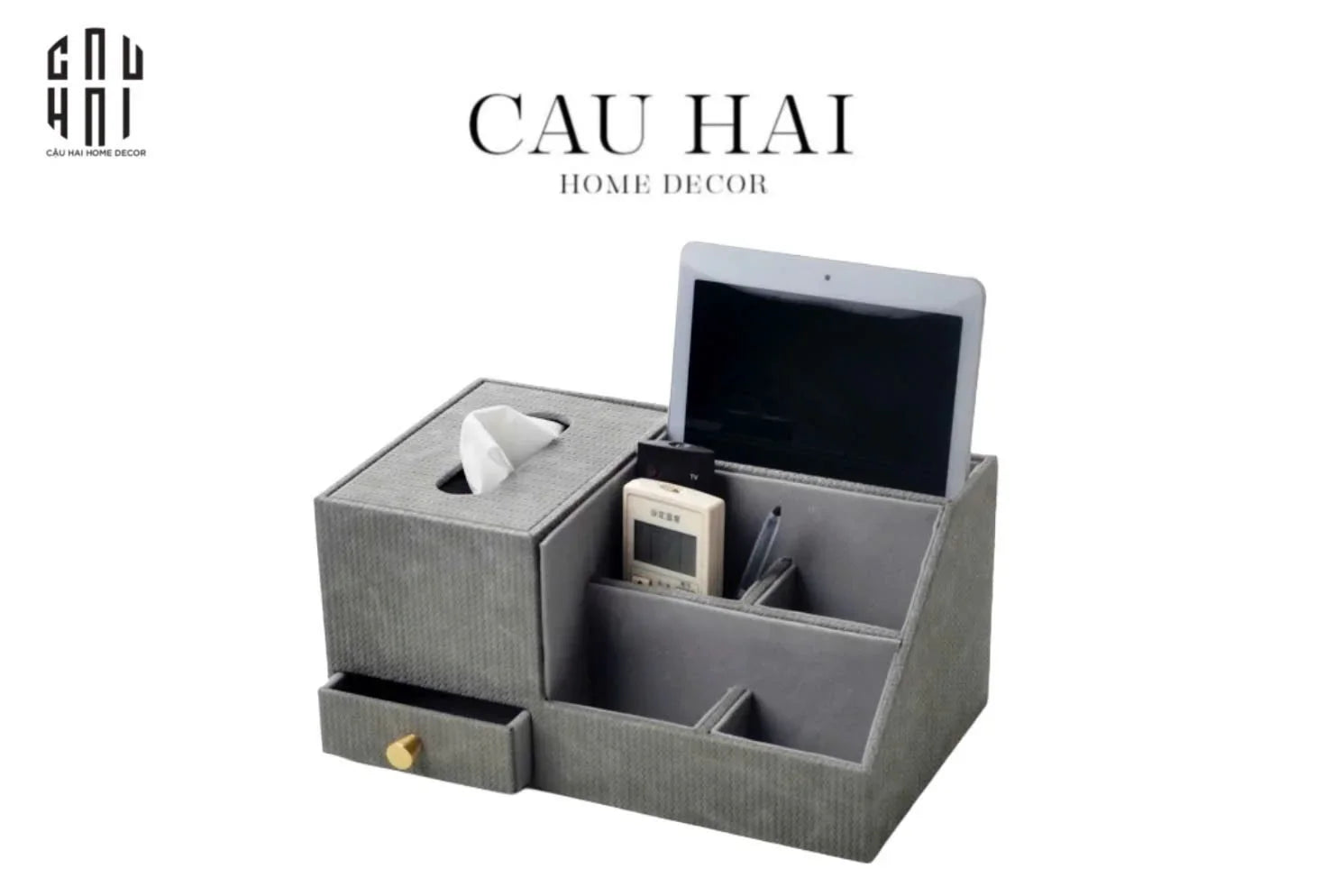 HỘP GIẤY NHUNG ĐA NĂNG GRIS PERLE AUTHENTIQUE SS25-CẬU HAI HOME DECOR