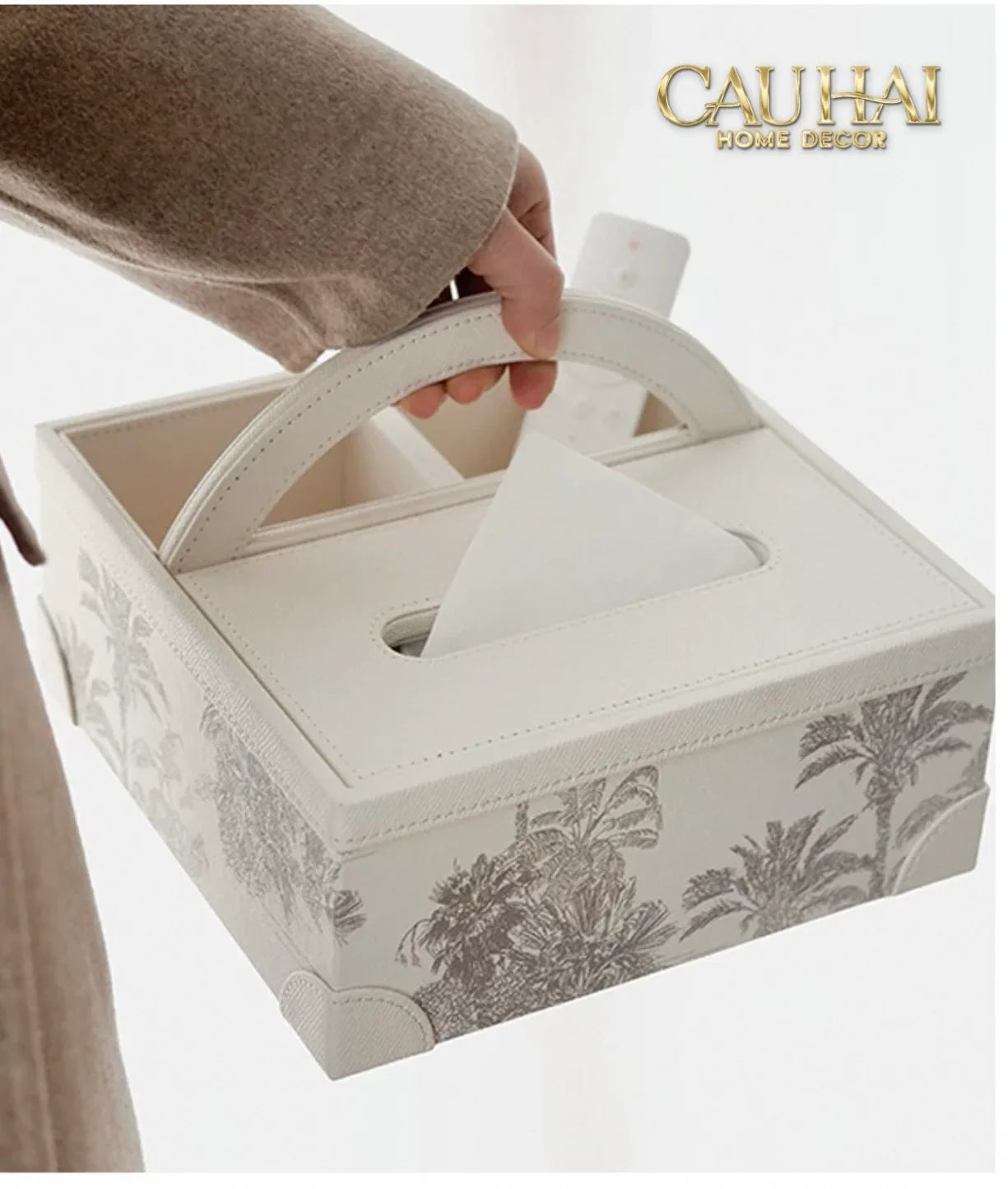 Hộp Khăn Giấy 3 Ngăn Handy Opaline Flora Tonkin-CẬU HAI HOME DECOR